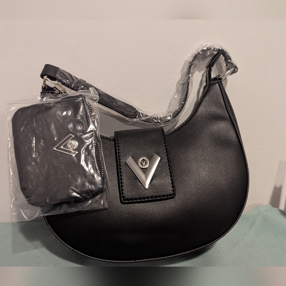 Valentino Orlandi Elegant Crescent Shoulder Bag with Pouch